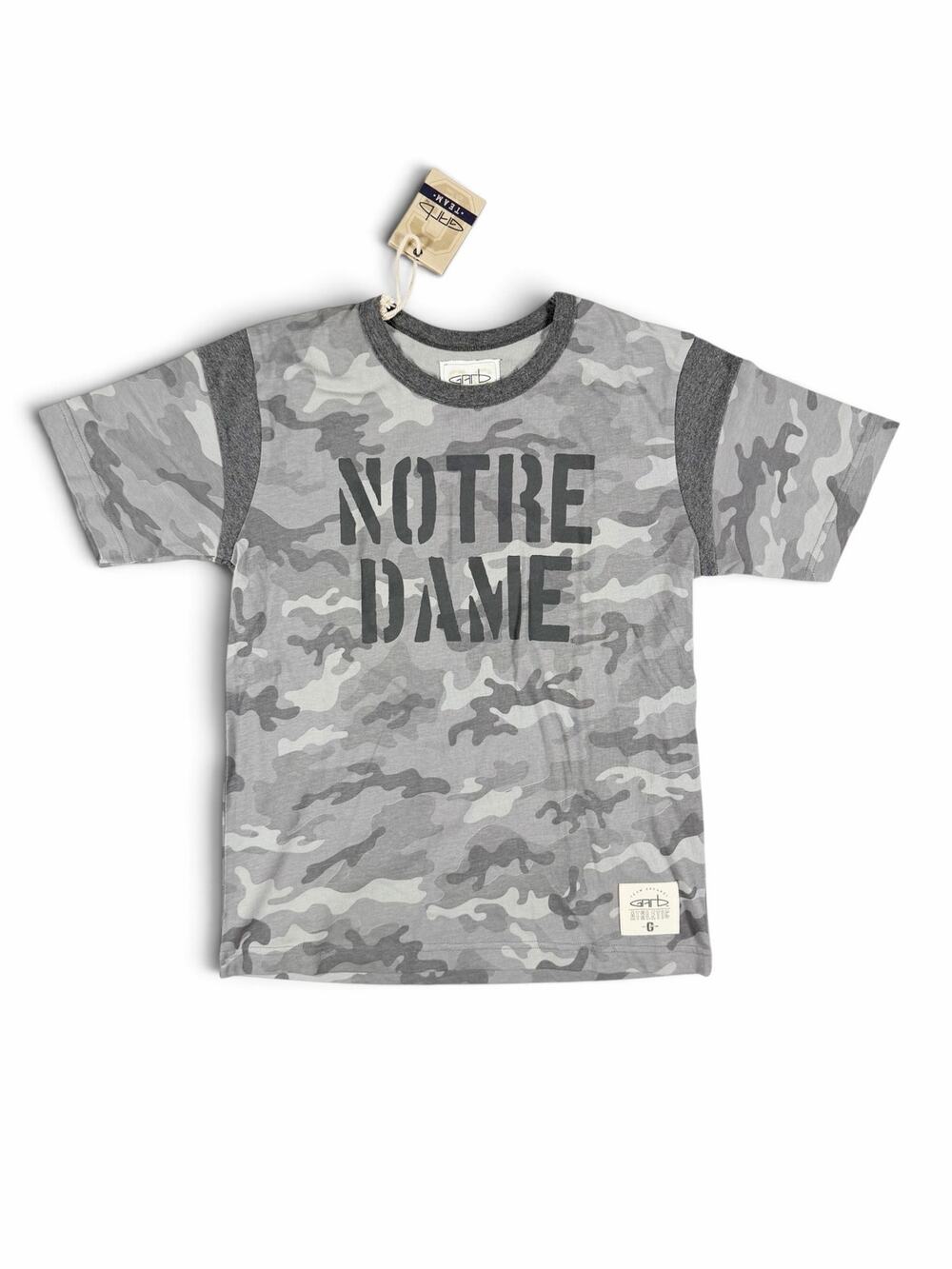 NEW Garb Notre Dame Gray Camo Graphic T-Shirt Kids Size Medium 7-8